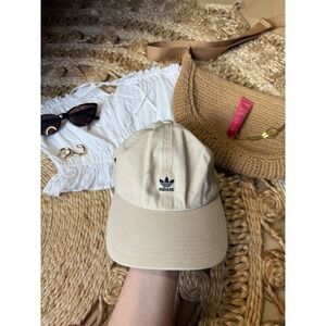 Adidas Originals Trefoil Baseball Cap Beige Khaki Adjustable Dad Hat Women